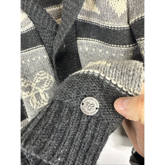 TNA Northwest Coast Lambswool Cardigan Small Cowichan Style Shawl Collar - Picture 3 of 8